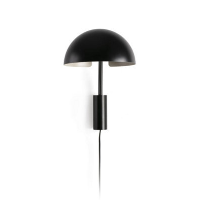 Luminosa Lighting Luminosa Dominica Dome Wall Lamp Black, Black 1X E27