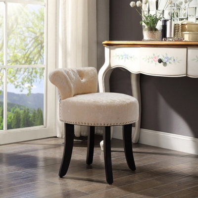 Living And Home Champagne Velvet Upholstered Dressing Table Stool With Black Rubberwood Legs W 500 X D 500 X H 620 mm - image 1