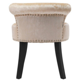 Living And Home Champagne Velvet Upholstered Dressing Table Stool With Black Rubberwood Legs W 500 X D 500 X H 620 mm - thumbnail 4