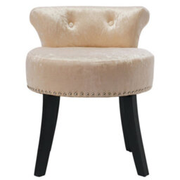 Living And Home Champagne Velvet Upholstered Dressing Table Stool With Black Rubberwood Legs W 500 X D 500 X H 620 mm - thumbnail 2