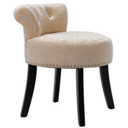 Living And Home Champagne Velvet Upholstered Dressing Table Stool With Black Rubberwood Legs W 500 X D 500 X H 620 mm - thumbnail 3