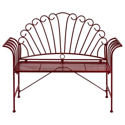 Beliani Garden Bench Cavinia 125 Cm Metal Burgundy - image 1