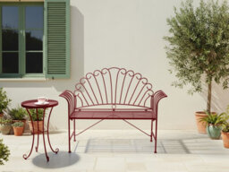 Beliani Garden Bench Cavinia 125 Cm Metal Burgundy - thumbnail 2