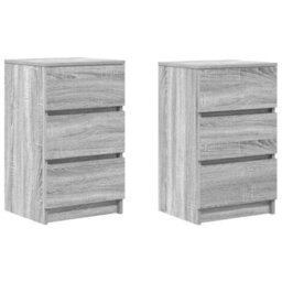 Berkfield Bedside Cabinets With 3 Drawers 2 Pcs Grey Sonoma 39X35X65 Cm - thumbnail 2