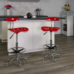 Fwstyle Modern Red Tractor Seat Drafting Stool Adjustable Bar Chair