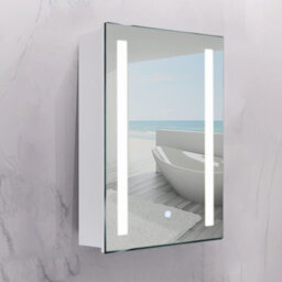 Living And Home Touch Sensor Wall Bathroom Mirror Cabinet Led Lighting With Shaver Socket 700 X 500 mm - thumbnail 1