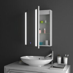 Living And Home Touch Sensor Wall Bathroom Mirror Cabinet Led Lighting With Shaver Socket 700 X 500 mm - thumbnail 2