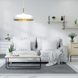 Milagro Lincoln White 45Cm Pendant Lamp Stylish Hand Made Scandi Style Lamp With A Golden Finish To The Shade Interior 1Xe27 - thumbnail 1