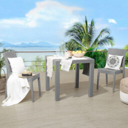 Beliani Minimalist Stackable Garden Dining Chairs Set Of 2 In Grey - Stackable, Weather-Resistant, No Assembly Required - thumbnail 2