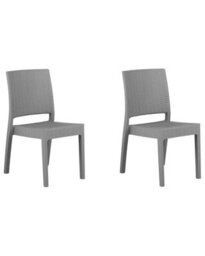 Beliani Minimalist Stackable Garden Dining Chairs Set Of 2 In Grey - Stackable, Weather-Resistant, No Assembly Required - thumbnail 3
