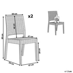 Beliani Minimalist Stackable Garden Dining Chairs Set Of 2 In Grey - Stackable, Weather-Resistant, No Assembly Required - thumbnail 5