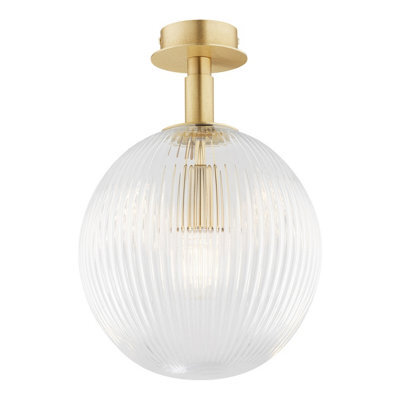 Luminosa Lighting Luminosa Paloma Globe Ceiling Light Transparent (Fluted), Brushed Brass - image 1