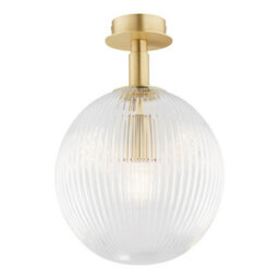 Luminosa Lighting Luminosa Paloma Globe Ceiling Light Transparent (Fluted), Brushed Brass - thumbnail 1