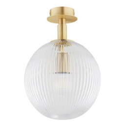 Luminosa Lighting Luminosa Paloma Globe Ceiling Light Transparent (Fluted), Brushed Brass - thumbnail 2