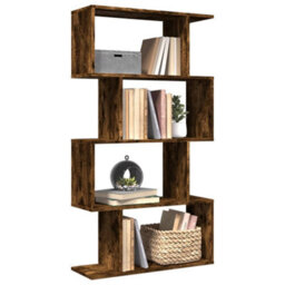 Berkfield Room Divider Bookcase 4-Tier Smoked Oak 70X24X129 Cm Engineered Wood - thumbnail 1