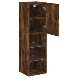 Berkfield Tv Cabinets With Led Lights 2 Pcs Smoked Oak 30.5X30X102 Cm - thumbnail 8