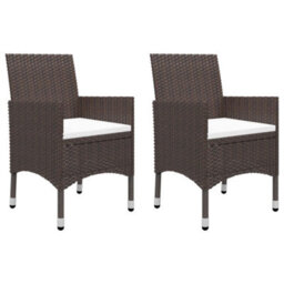Berkfield 3 Piece Garden Dining Set With Cushions Brown - thumbnail 2