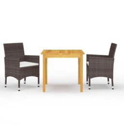 Berkfield 3 Piece Garden Dining Set With Cushions Brown