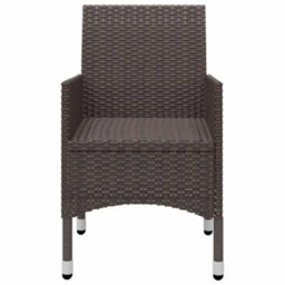 Berkfield 3 Piece Garden Dining Set With Cushions Brown - thumbnail 6