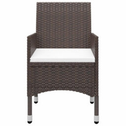 Berkfield 3 Piece Garden Dining Set With Cushions Brown - thumbnail 4