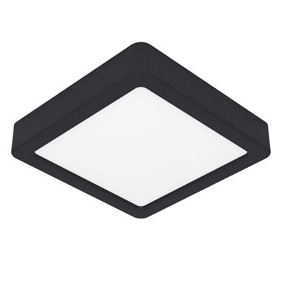 Eglo Led Ceiling Light Fitting Fueva 6, Square Lamp, Flush Fixture, Plastic In Black And White, Lighting Warm White-Cold 15 X 15