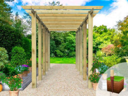 Edecks Heavy Duty Royal Walkway Wooden Garden Pergola (W 2400mm X D 7200mm) With Steel Spikes (2.7M) - thumbnail 5