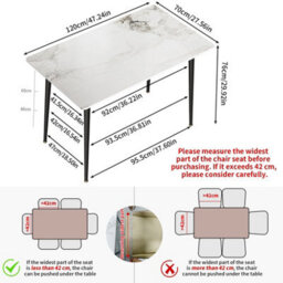 Fativo Stunning High Gloss 4-6 Seater Sintered Stone Marble Dining Table Kitchen Dinette Table House, Beige - thumbnail 2