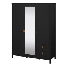 Furniture To Go Barcelona  Wardrobe With 2 Doors + 1 Mirror Door + 2 Drawers Matt Black - thumbnail 3