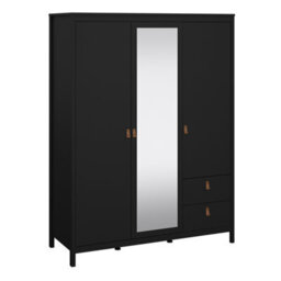 Furniture To Go Barcelona  Wardrobe With 2 Doors + 1 Mirror Door + 2 Drawers Matt Black - thumbnail 1