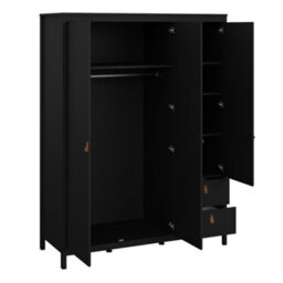 Furniture To Go Barcelona  Wardrobe With 2 Doors + 1 Mirror Door + 2 Drawers Matt Black - thumbnail 5