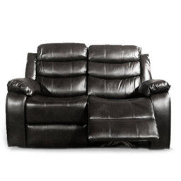 Furnishings For Less UK Venlo Black Leather Like Manual Reclining 2 Seater Sofa