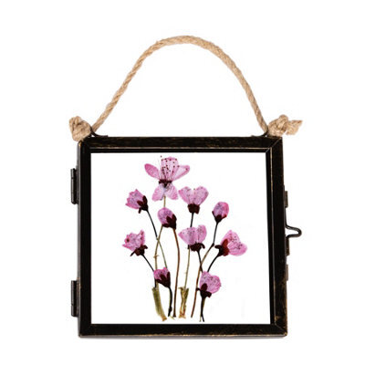 "Nicola Spring Hanging Metal Photo Frame - 4"" X 4"" - Black - Picture Frame Wall Mounted Frame With Rope" - image 1
