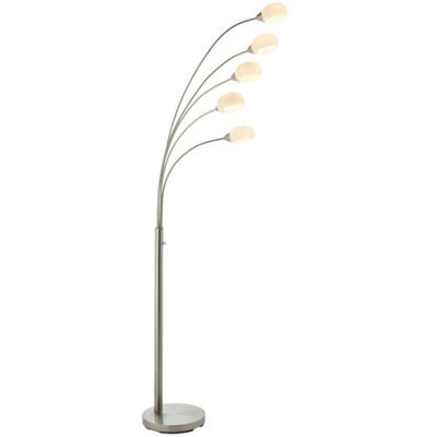 5 Light Floor Lamp Nickel & Glass Tall Standing Curved Multi Arm Living Room - image 1