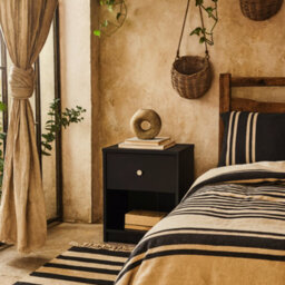 Wyld Haus Tainan Black Bedside Table 1 Drawer 1 Shelf - thumbnail 2