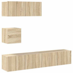Berkfield Modern 4 Piece Tv Cabinet Set Sonoma Oak Engineered Wood - thumbnail 1