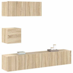 Berkfield Modern 4 Piece Tv Cabinet Set Sonoma Oak Engineered Wood - thumbnail 4