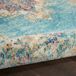 Light Blue Floral Luxurious Traditional Persian Dining Room Rug-160Cm X 221Cm - thumbnail 4