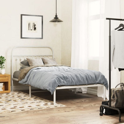 Berkfield Metal Bed Frame Without Mattress With Headboard White 100X190Cm - image 1