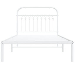 Berkfield Metal Bed Frame Without Mattress With Headboard White 100X190Cm - thumbnail 4