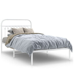 Berkfield Metal Bed Frame Without Mattress With Headboard White 100X190Cm - thumbnail 2