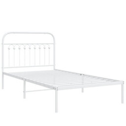 Berkfield Metal Bed Frame Without Mattress With Headboard White 100X190Cm - thumbnail 3
