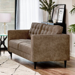 Furniturebox Uk Jenna Brown Faux Leather 3 Seater Sofa - thumbnail 2