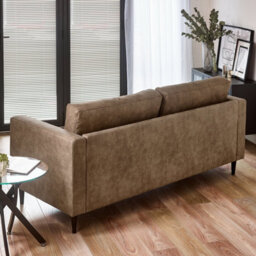 Furniturebox Uk Jenna Brown Faux Leather 3 Seater Sofa - thumbnail 3