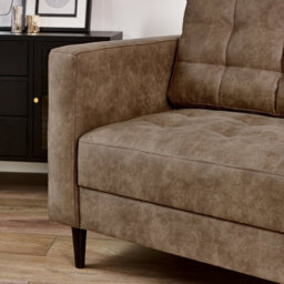 Furniturebox Uk Jenna Brown Faux Leather 3 Seater Sofa - thumbnail 5