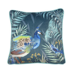 Soirée Peacock Jungle Velvet Teal Filled Cushion - thumbnail 3