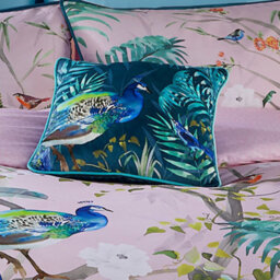 Soirée Peacock Jungle Velvet Teal Filled Cushion - thumbnail 2