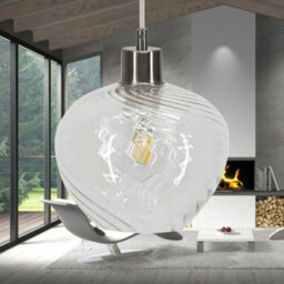 First Choice Lighting Set Of 2 Bradson - Clear Swirl Glass With Satin Nickel Pendant Fitting - thumbnail 4