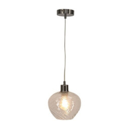 First Choice Lighting Set Of 2 Bradson - Clear Swirl Glass With Satin Nickel Pendant Fitting - thumbnail 2