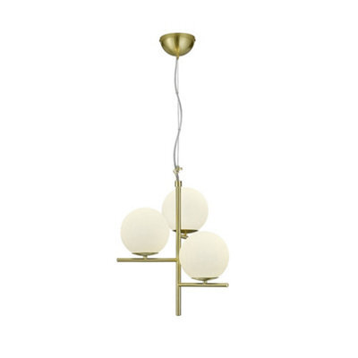 Luminosa Lighting Luminosa Pure Modern 3 Light Multi Arm Pendant Ceiling Light Brass Matt - Uk Stock - image 1