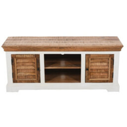 "Wyld Haus Alington White And Natural Solid Mango Wood Tv Cabinet For Tvs Up To 57""" - thumbnail 4